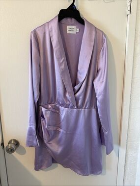 Hello Molly Lavender Satin Draped Wrap Romper
